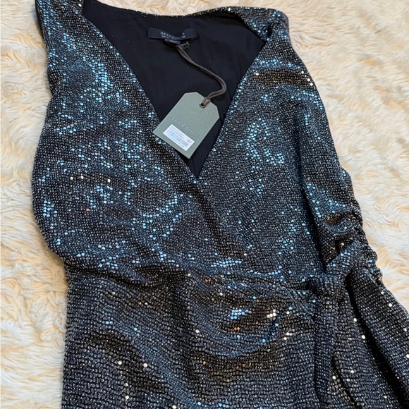 NWT All Saints Allegra Wrap Shimmer Dress - Size 6 - Picture 4 of 5